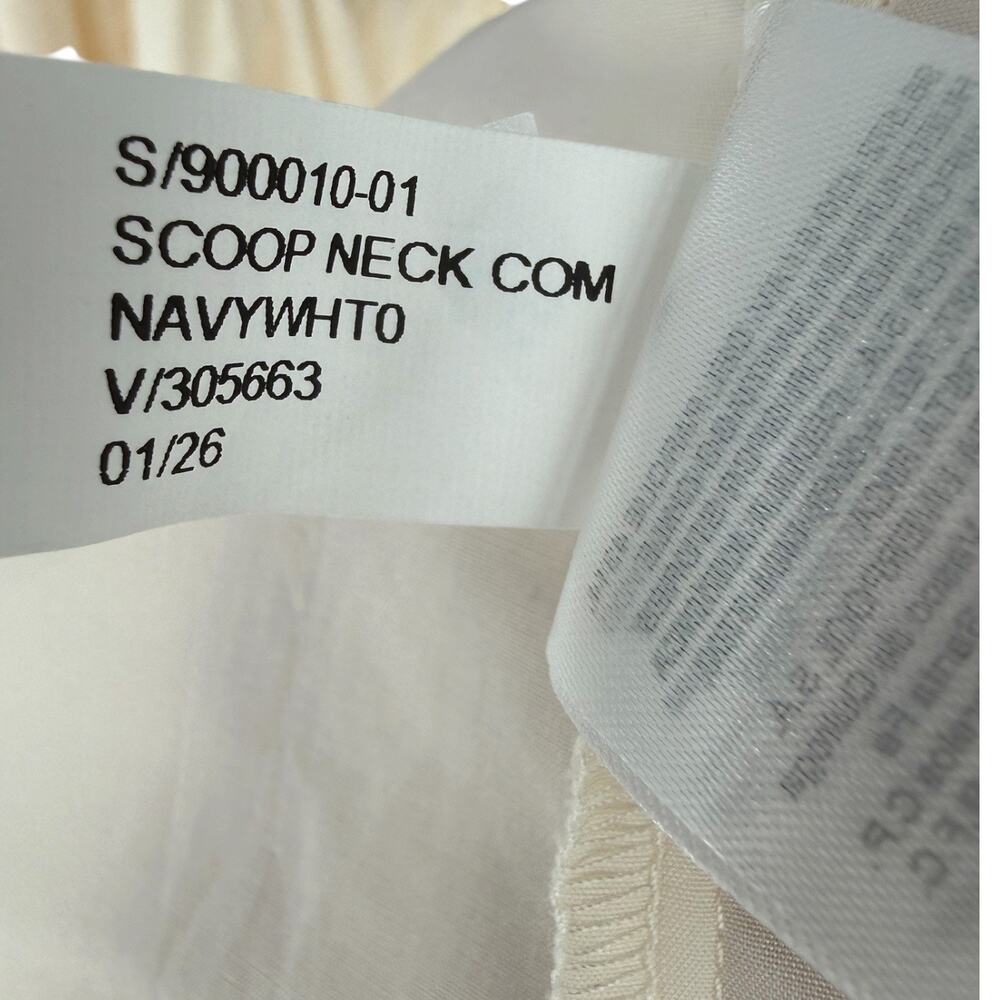 Banana Republic Stretch Cotton Poplin Maxi Dress Navy Blue Cream Size Small - Picture 8 of 10